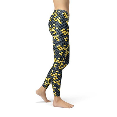 gold and black scale mermaid leggings